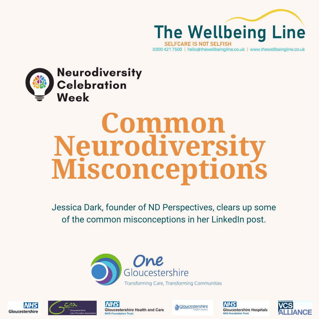 Clearing up some common misconceptions of Neurodiversity during #NeurodiversityCelebrationWeek 🧠 Jessica Dark, Founder of ND Perspective ndperspective.co.uk, clears up common misconceptions in her LinkedIn post here: linkedin.com/posts/jessica-…