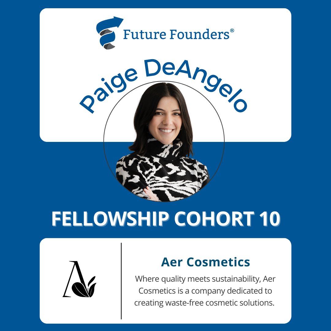 Meet Our New Fellows: Paige DeAngelo, Founder of Aer Cosmetics. Where quality meets sustainability, Aer Cosmetics is a company dedicated to creating waste-free cosmetic solutions. Learn more about all 21 founders in our Fellowship Cohort 10 here: bit.ly/fellowshipcoho…