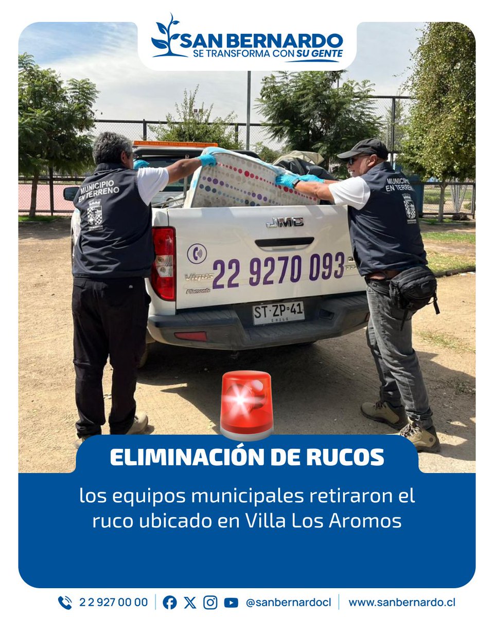 ¡Recuperamos espacios!✊ Los equipos de la Dirección de Seguridad Ciudadana retiraron el rucos que se encontraba en la plaza de Villa Los Aromos, luego de un compromiso adquirido con la comunidad del sector. #SanBernardo #Sanbernardino #SanBernardoSeTransformaConSuGente