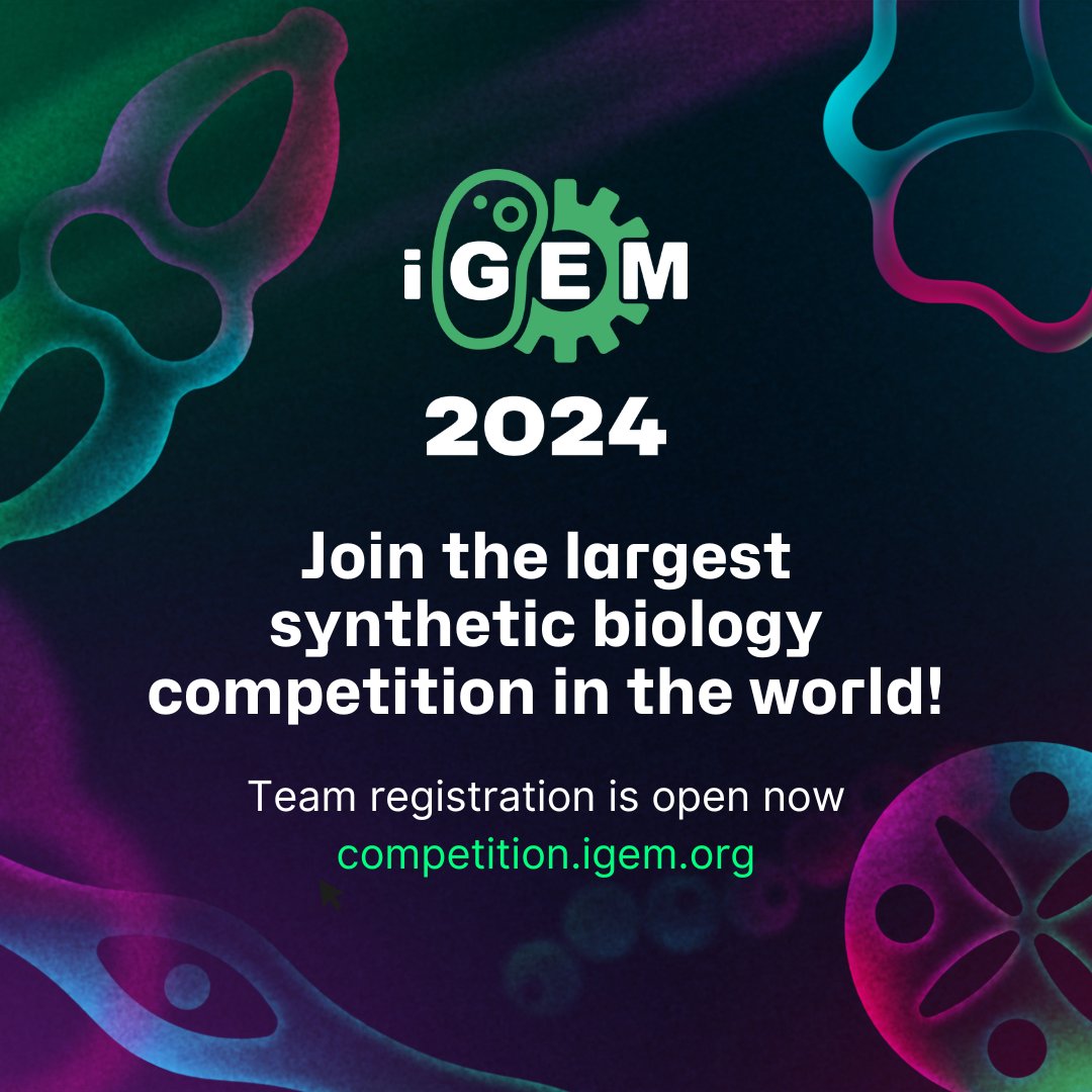 Registration for the 2024 iGEM Competition is officially OPEN! Register by April 5 to avoid the late fee. 🔗bit.ly/403USwJ