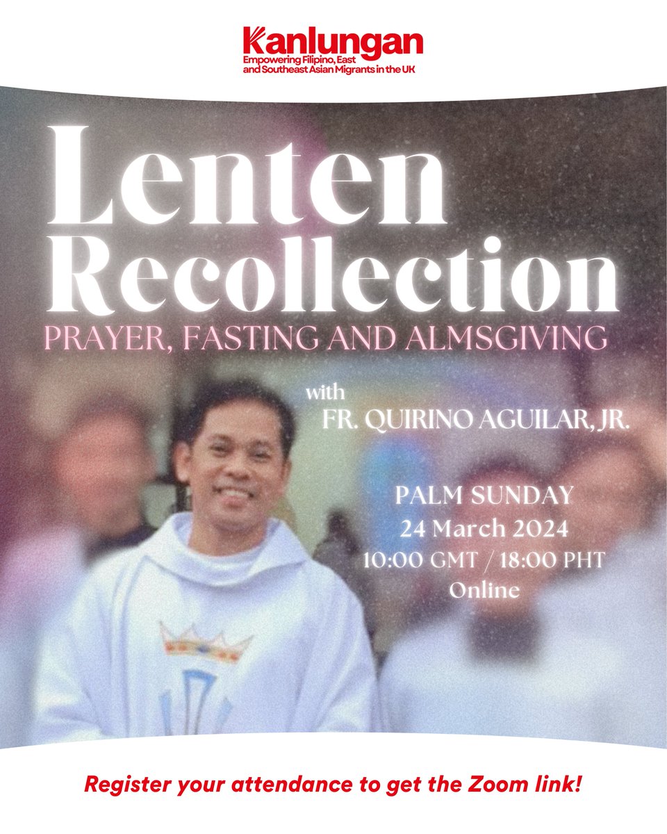 Join us for a morning (or evening, if you'll be dialling in from the Philippines) of worship, prayer, and reflection this Palm Sunday. 🤲 Register your attendance and access the Zoom link here: t.ly/Kf7Wf