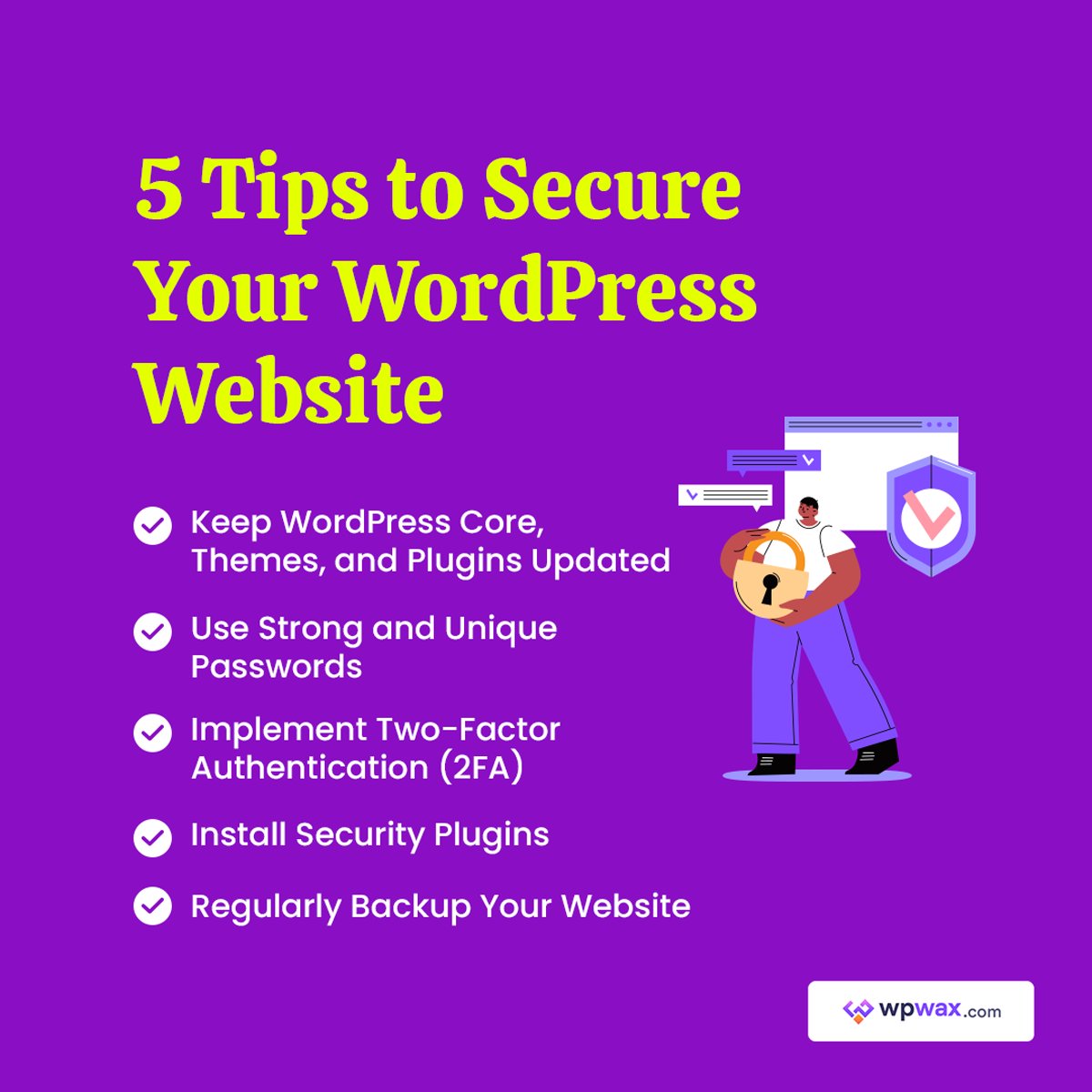 wpwaxofficial's tweet image. Protect your WordPress site with these essential security tips. Safeguard your online presence now!
#wordpresswebsite #wordpresssecurity #wordpresshelp #cybersecurity
