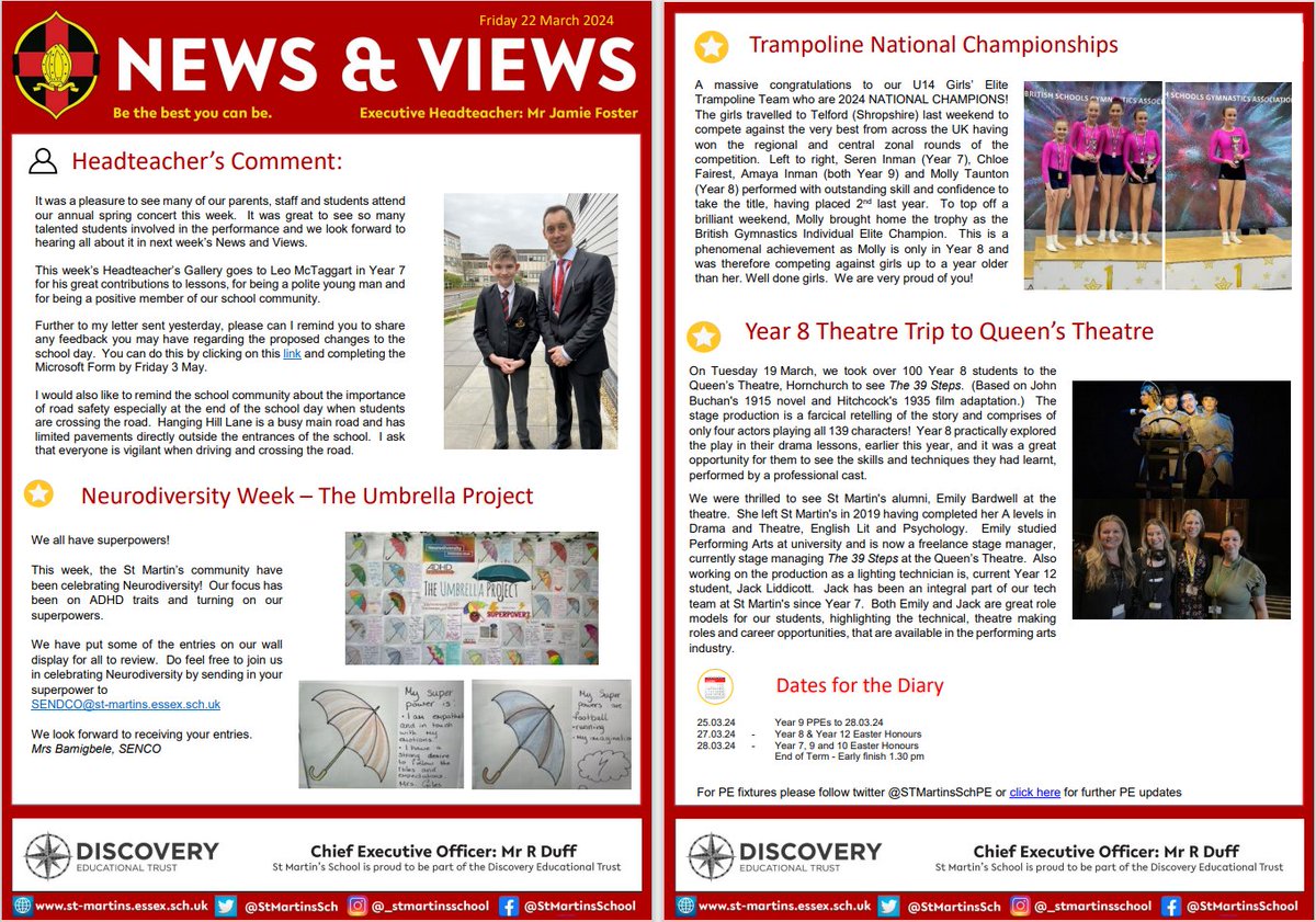 Please click on the link below to view this week's News and Views: #neurodiversityweek #whatsyoursuperpower st-martins.essex.sch.uk/assets/Documen…