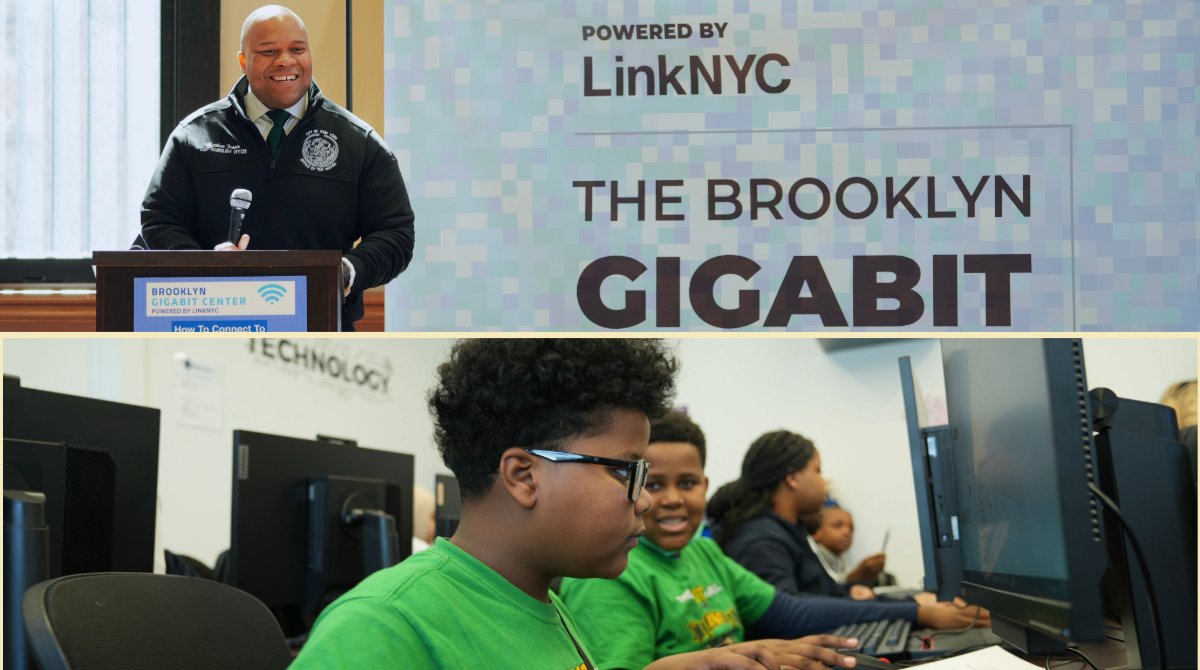 1 year ago today: #NYCOTI teamed with @LinkNYC + @digitalgirlinc to launch the BK Gigabit Center – one of five such centers enhancing #digitalequity across the city by providing free internet, device access & training critical for NYers to succeed in our digital world.