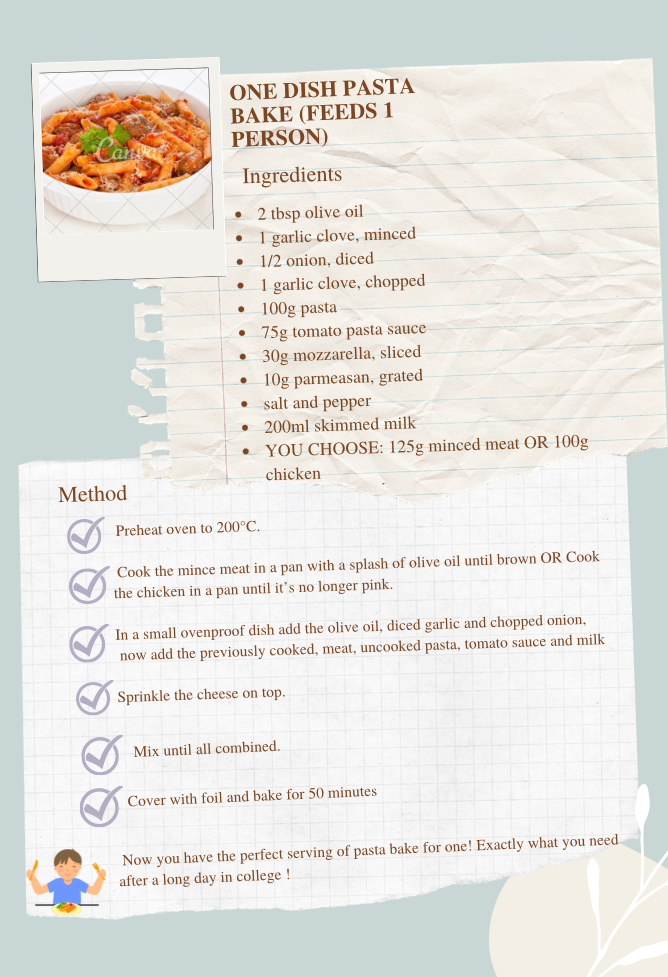 TUDub_Biology's tweet photo. Tired of not having space in your kitchen to cook a healthy and nutritious meal? π‘ππ°π
Hereβs some tips to make your busy student life more manageable! ππ₯π―π
Not sure where to start? A simple one pot pasta bake is a great first step! Recipe π
#BIOL1011 #studentcooking https://t.co/TMZ8qNVd1O