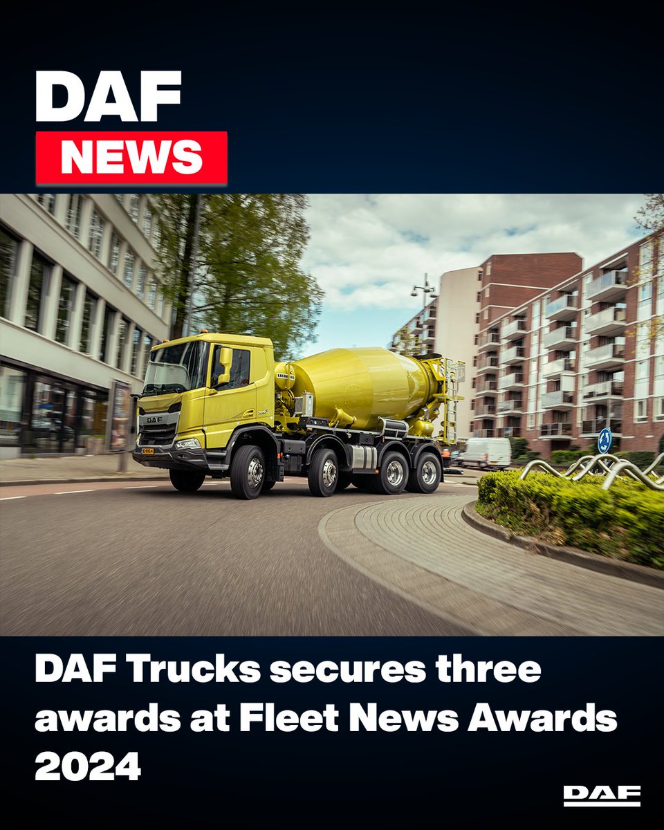 DAF Trucks has been honoured with the title of ‘Fleet Manufacturer of the Year’ and received two awards for their trucks: the XD and the LF were named ‘Best Rigid Truck’ in their respective categories of above and up to 12 tonnes. #dafxd #daflf #award #daftrucks