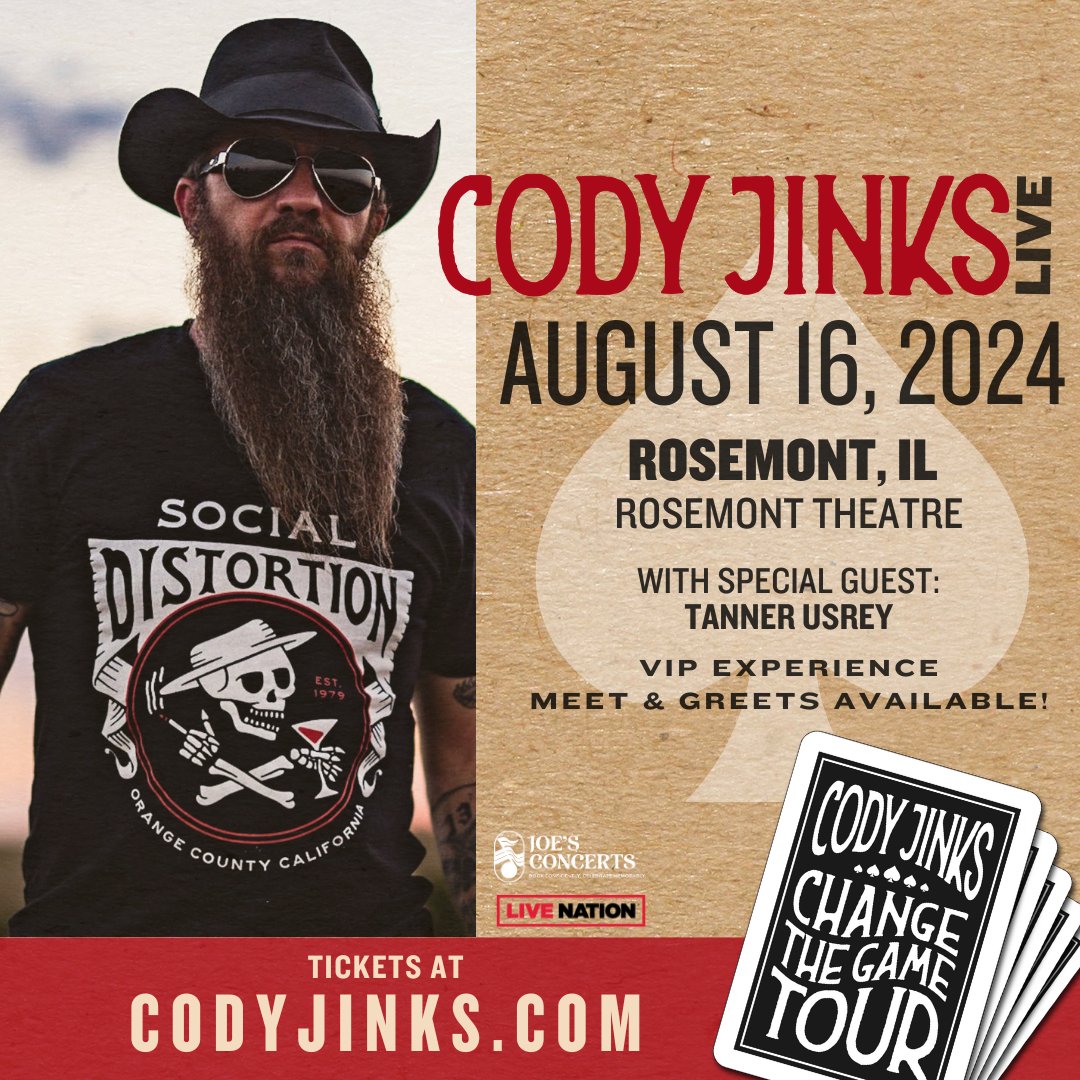 🌟 Exciting News! 🎶 Mark your calendars for August 16th because Cody Jinks is coming to the Rosemont Theatre! Get ready for an unforgettable night of country music! 🤠🎸 #CodyJinksLive #RosemontTheatre #SaveTheDate