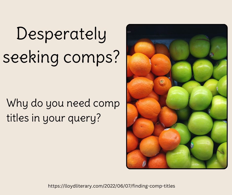 lloydliterary's tweet image. Without a point of comparison, there's nothing to help an agent position your ms to the most appropriate editor/s, or help those editors persuade colleagues to agree to publish it.

lloydliterary.com/2022/06/07/fin…

#comptitles #comparisontitles #querycomp