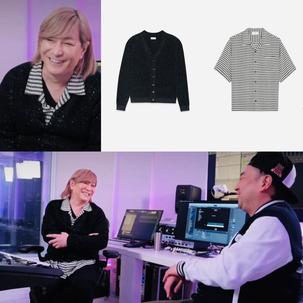 TKcostume's tweet image. Shirt
CELINE

Cardigan
Saint Laurent

2024.3.22
#TetsuyaKomuroSTUDIO
#TKFriday #134
Guest：レイザーラモンRGさん
@rgizubuchi 

#TetsuyaKomuro
#小室哲哉
#Tecci𓀠
#小室哲哉あるある
#TMNETWORK 
#てっち衣装部