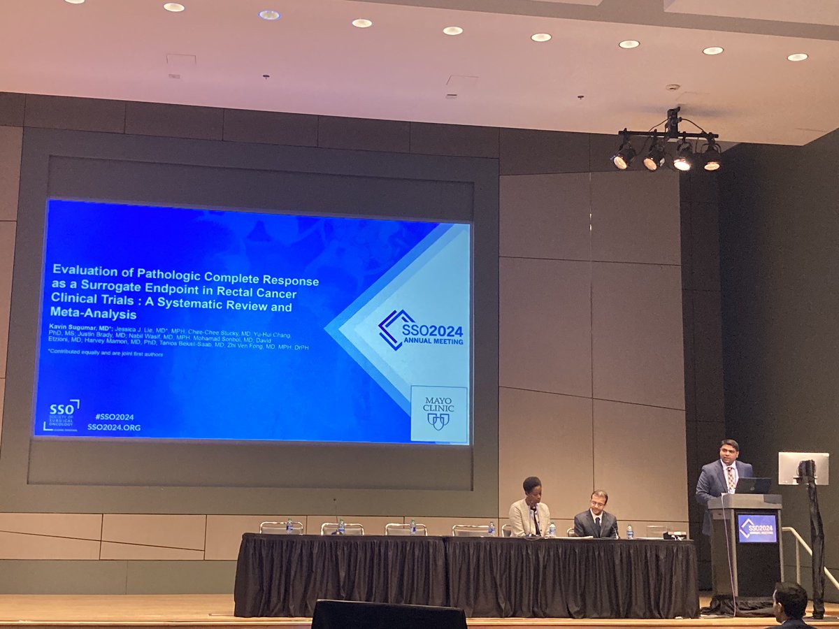 Congratulations to @KavinSugumar for a phenomenal podium presentation regarding PCR as an end point in CRC trials at #sso2024! Maybe not such a great surrogate for OS. Great work!! @Tulane_Surgery