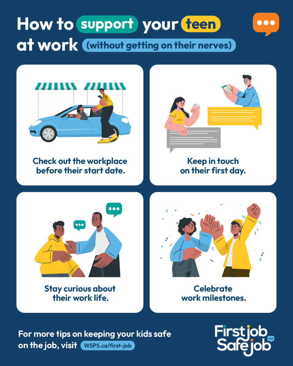 WSPS_NEWS's tweet photo. When your teen starts their first job, you'll want to know how things are going, but how do you do that without getting on their nerves?  😠 Here is some help.  https://t.co/WsAe2wD8lj 

#FirstJobSafeJob
#TipsForParents
#parenting https://t.co/Mnn0IwDT73