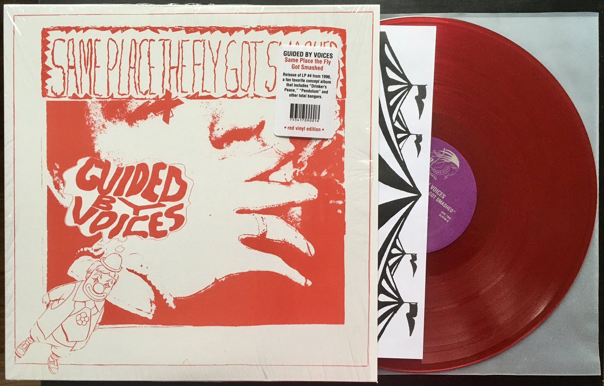 Out today! @_GuidedByVoices Same Place the Fly Got Smashed LP reissue of much-coveted & rare 1990 LP. Hit up your friendly neighborhood record shack to score the retail exclusive red vinyl or always classy black wax! Includes the original handwritten lyric sheet, too.