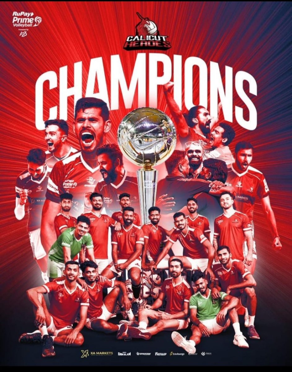 Calicut Heroes Title Champions of Rupay Prime Volleyball League 2024.First time Kerala franchise to win Prime Volley League championship.