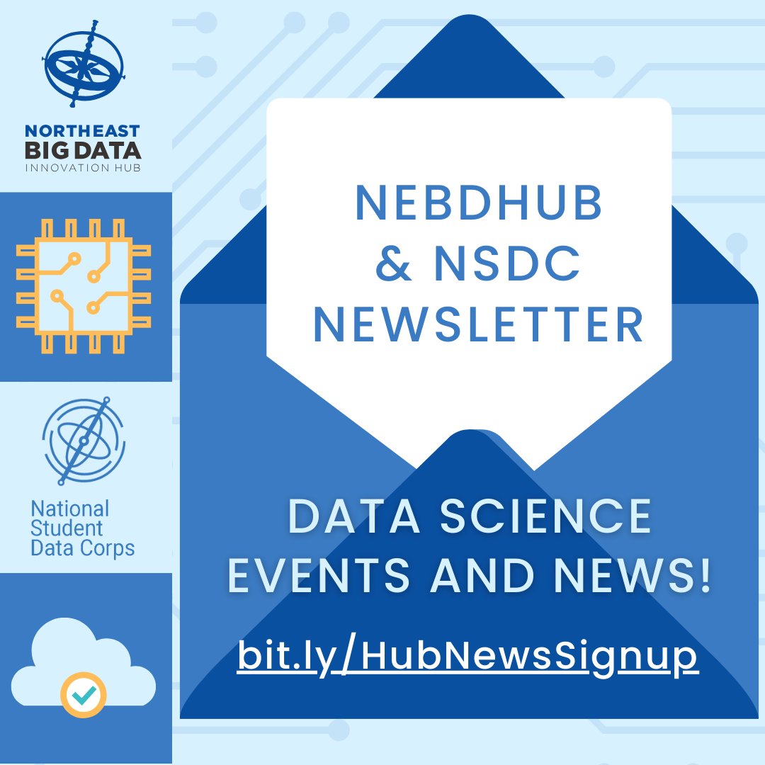 Northeast Big Data Hub (@nebigdatahub) on Twitter photo Data science professionals, students & teachers! Sign up for the NEBDHub newsletter to get the latest #data science news.
#datascience #research #STEM #computerscience
bit.ly/HubNewsSignup
<a href="/SouthBigDataHub/">South Big Data Hub</a> <a href="/MWBigDataHub/">Midwest Big Data Hub</a> <a href="/westbigdatahub/">West Big Data Hub</a> @shpe @academicdatasci @sacnas <a href="/HACUNews/">HACU</a> Data science professionals, students & teachers! Sign up for the NEBDHub newsletter to get the latest #data science news.
#datascience #research #STEM #computerscience
bit.ly/HubNewsSignup
<a href="/SouthBigDataHub/">South Big Data Hub</a> <a href="/MWBigDataHub/">Midwest Big Data Hub</a> <a href="/westbigdatahub/">West Big Data Hub</a> @shpe @academicdatasci @sacnas <a href="/HACUNews/">HACU</a>