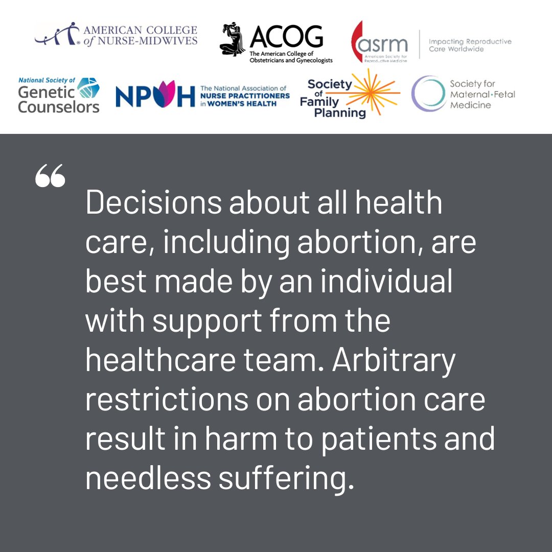 MySMFM's tweet image. Physicians, midwives, nurse practitioners, genetic counselors, nurses, researchers, and other experts agree. #SCOTUS should protect access to #mifepristone. Commonly used in #abortion care and miscarriage management, #mife is essential healthcare. 
bit.ly/ProtectMife