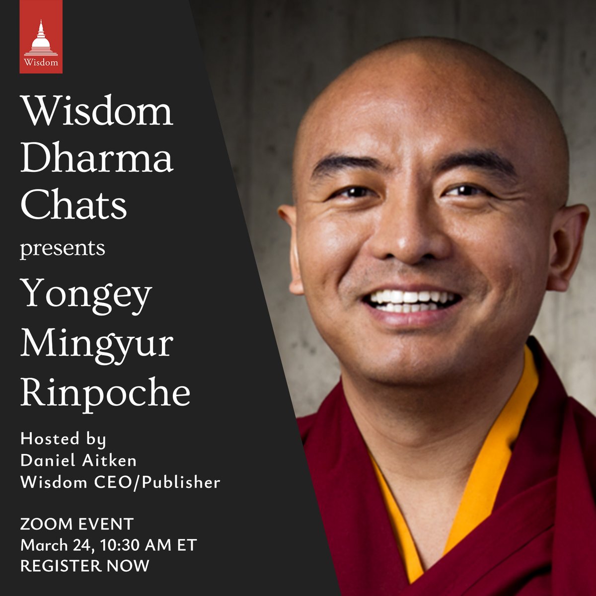 DanielTAitken's tweet photo. I can't wait for the live Zoom Dharma Chat with Mingyur Rinpoche this Sunday!!!

Register for free at https://t.co/0FIkSVqua0. https://t.co/lwLclVAvCy