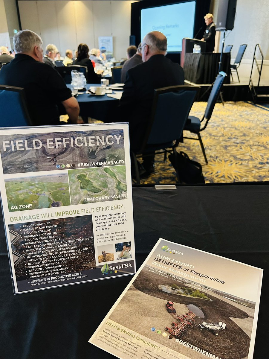 SaskFSA's tweet image. SaskFSA advocates for responsible drainage -&amp;gt; water resources are ALWAYS “#BestWhenManaged”. 

Looking around the room @ the SCDA AGM… a room full of landowners focused on building and maintaining sustainable drainage networks.

#WorldWaterDay - @SCDA52218387