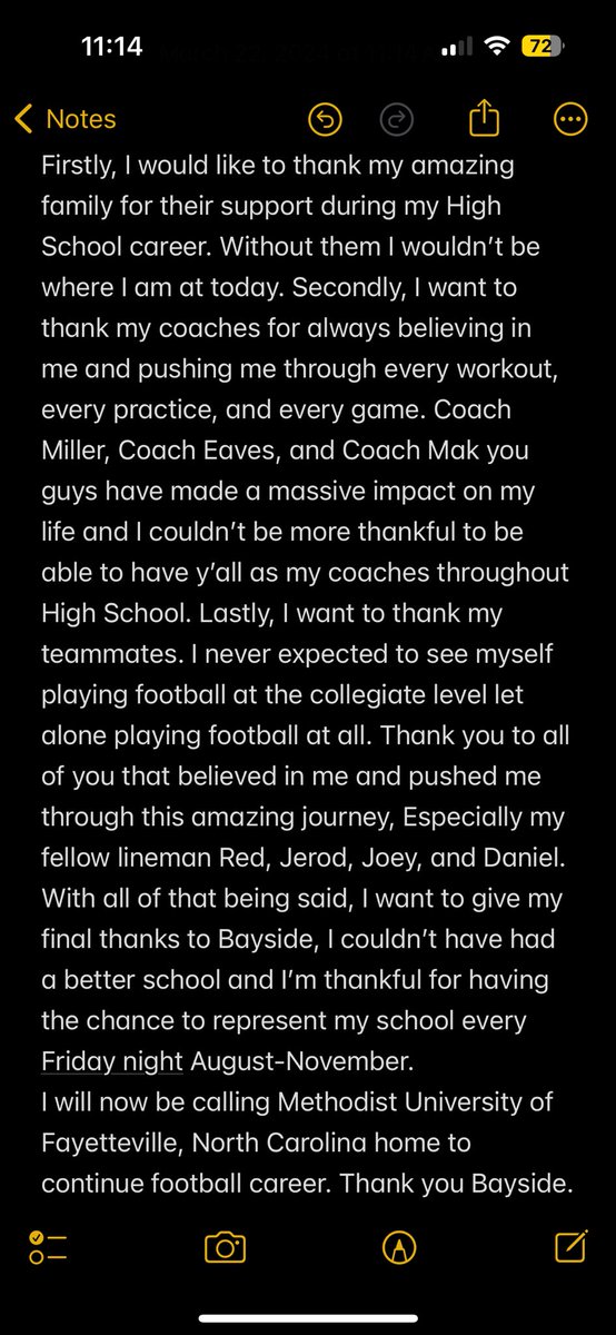 Landon Perhealth (@321landon) on Twitter photo Words can’t express how blessed I am to have the opportunity to play at the next level. With that being said, I am 110% COMMITTED to Methodist University!
<a href="/BaysideBears1/">Bayside Bears Football (Palm Bay, FL)</a> <a href="/coacheaves09/">Chris Eaves</a> <a href="/CoachMiller53/">Billy Miller</a> <a href="/CoachMakM/">Coach Mak 🇭🇹</a> <a href="/Njonesss16/">Coach Jones</a> <a href="/Dean1421Mason/">Big Red</a> <a href="/D9Jerod/">Jerod Durant</a> Words can’t express how blessed I am to have the opportunity to play at the next level. With that being said, I am 110% COMMITTED to Methodist University!
<a href="/BaysideBears1/">Bayside Bears Football (Palm Bay, FL)</a> <a href="/coacheaves09/">Chris Eaves</a> <a href="/CoachMiller53/">Billy Miller</a> <a href="/CoachMakM/">Coach Mak 🇭🇹</a> <a href="/Njonesss16/">Coach Jones</a> <a href="/Dean1421Mason/">Big Red</a> <a href="/D9Jerod/">Jerod Durant</a>