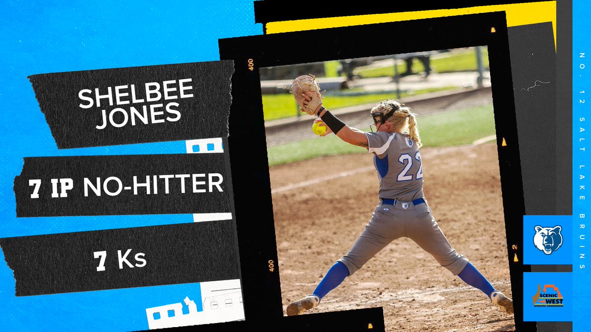 Freshman Shelbee Jones tosses the Bruins' second no-hitter of the season to beat Snow College.

No. 12 SLCC hosts Snow in a Friday afternoon doubleheader today with first pitch at noon MT.
