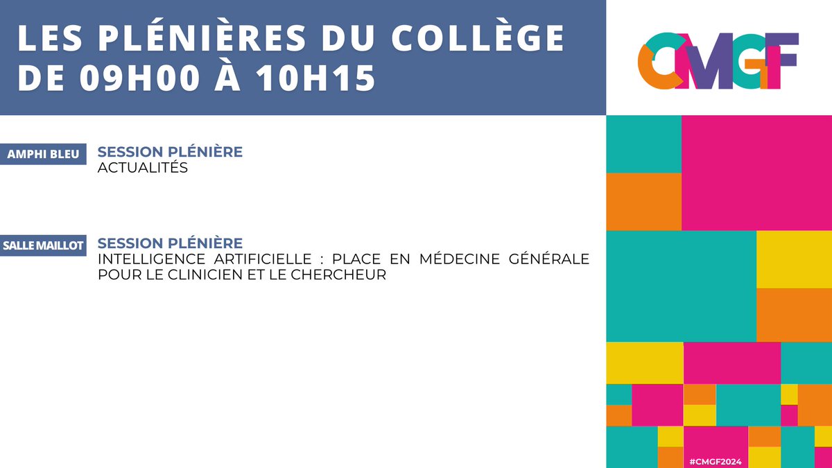 Maintenant 🔴 Bienvenue à tous en ce samedi matin, voici le programme des plénières ! #CMGF2024 ➡️ congresmg.fr/programme