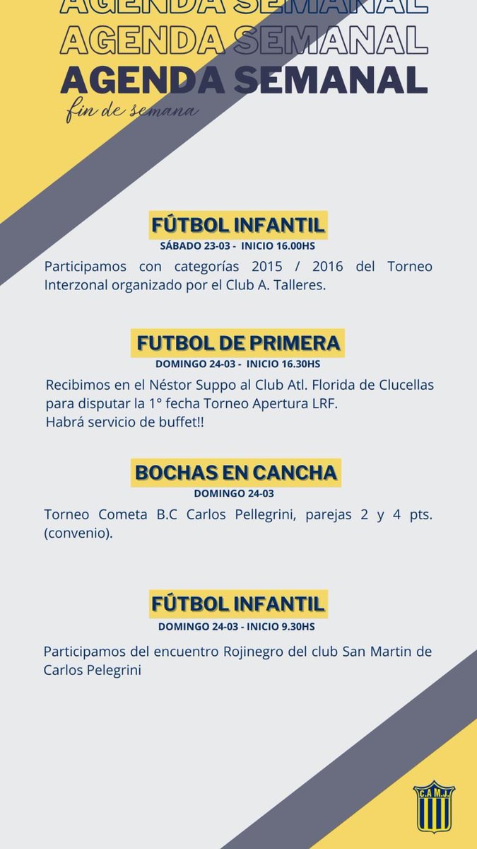 CAMJ1920's tweet photo. Agenda Deportiva del Fin de Semana. https://t.co/pdn5OJc0Oe