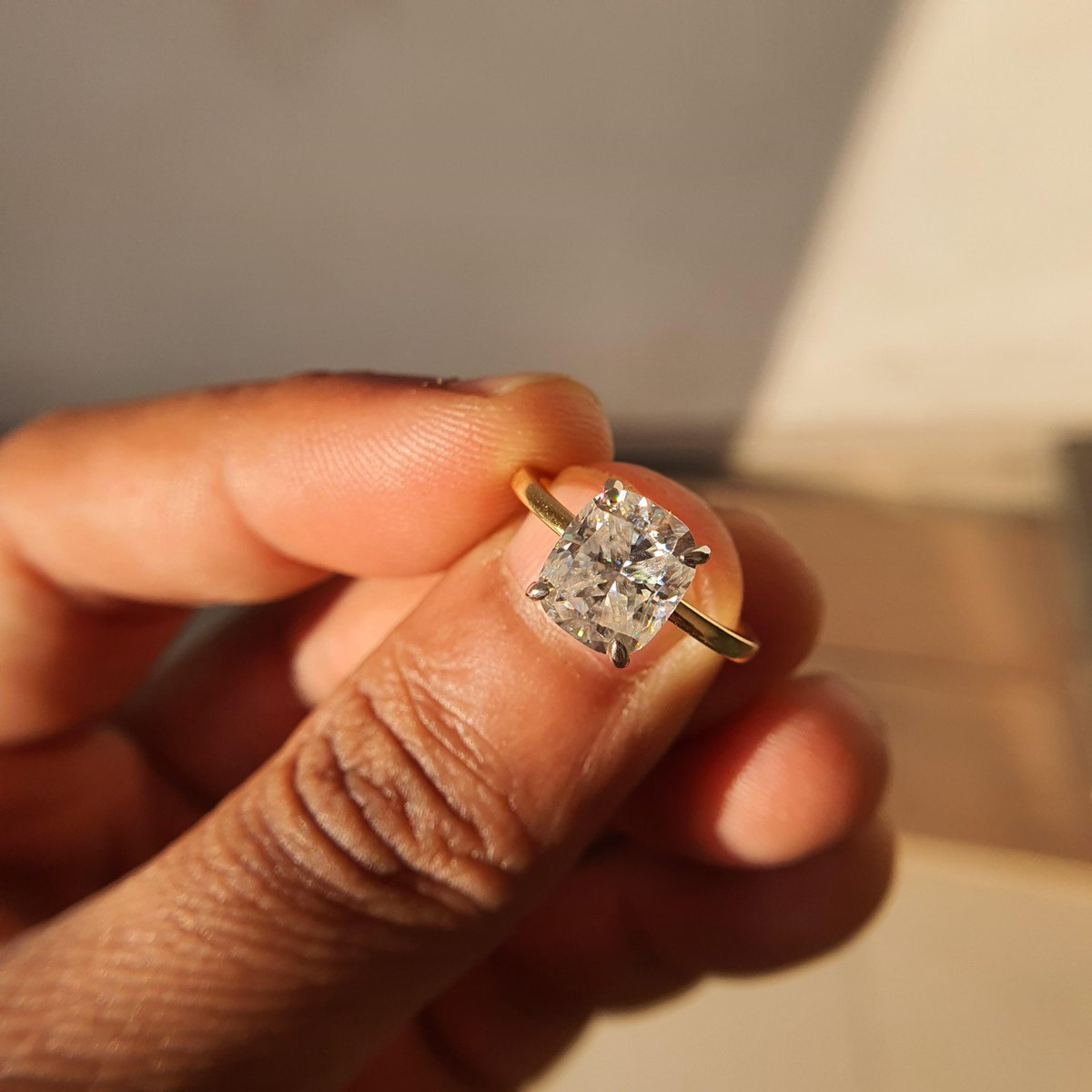Cushion cut Diamond Solitaire Ring [by Customdiamjewel]
  
 #vintage #fashion