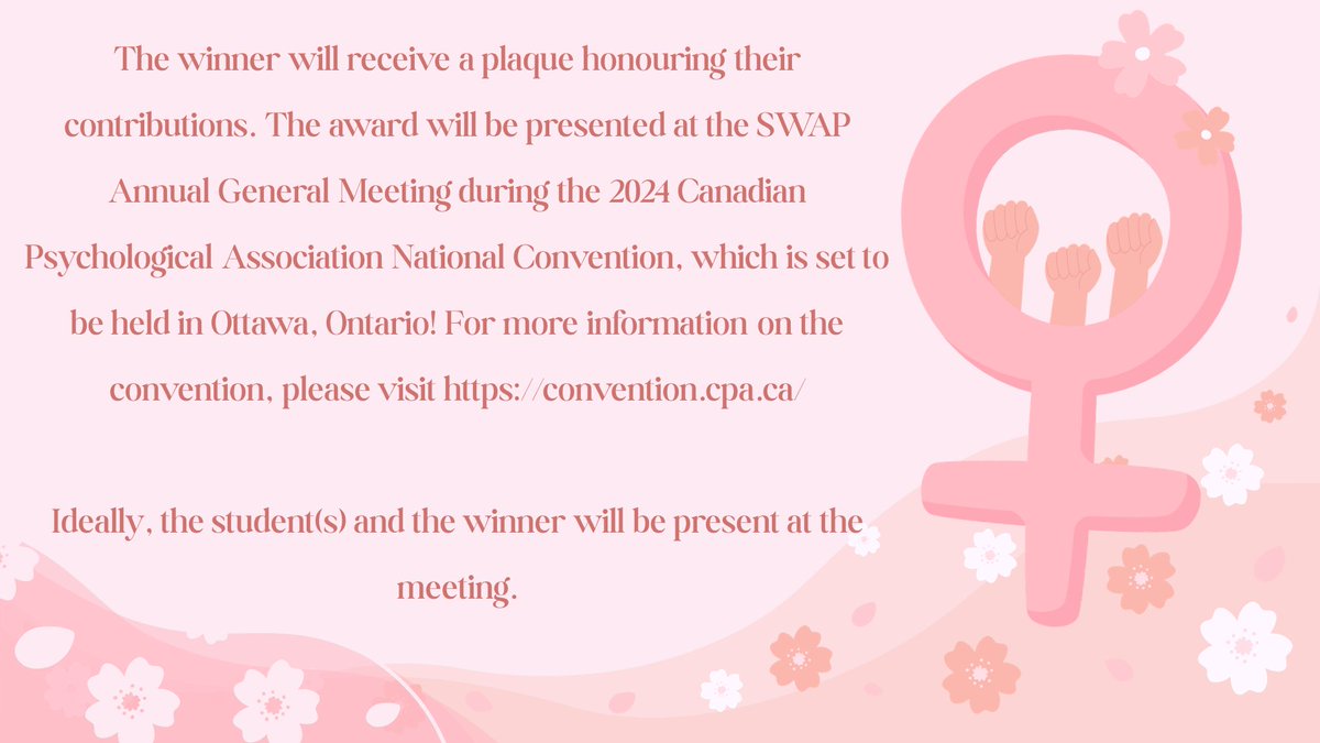 CPA_SWAP's tweet photo. Has a feminist mentor made a difference in your career? The call for nominations for the 2024 @CPA_SWAP 
Feminist Mentoring Award is now out! 
Nominations should be sent via email to Storm Balint (balints@uwindsor.ca) by April 16, 2024 - 5 PM https://t.co/0w7Hc2i9eT