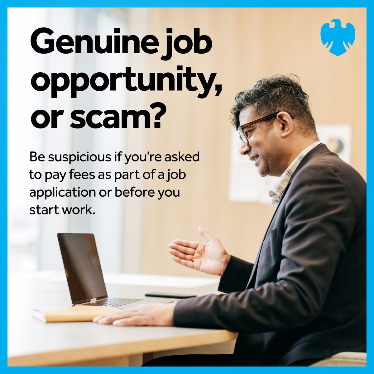 ⚠️ Scammers use fake ads to trick you into applying for a job that doesn’t exist, then say you need to pay for background checks or other costs. Once you’ve paid, they disappear. Find out more about fake job scams: barc.ly/3vynMMe #takefive