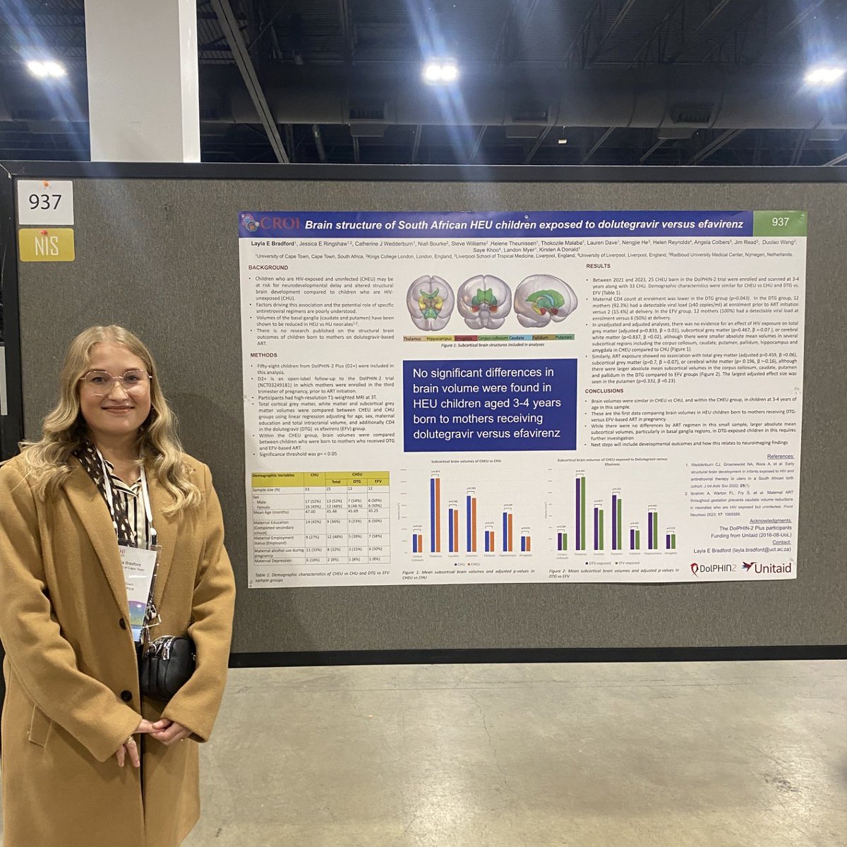 Meet Layla who presented recently at #CROI2024 on behalf of DolPHIN2
Following a brain imaging substudy of infants, no significant differences were found in children exposed during #pregnancy  to #DTG versus #EFV
<a href="/EpiBiostats_UCT/">UCT Epi & Biostats</a> <a href="/LivUniISMIB/">Inst of Systems, Molecular & Integrative Biology</a> <a href="/IDIMakerere/">Infectious Diseases Institute, Makerere University</a> <a href="/LSTMnews/">LSTM</a> <a href="/radboudumc/">Radboudumc</a>