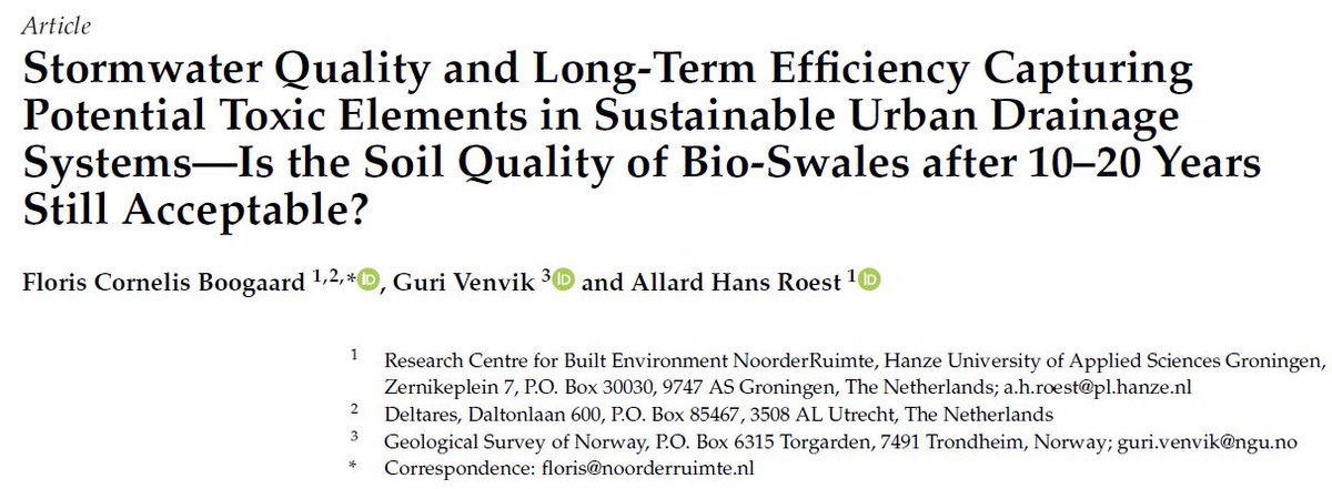 Published on #WorldWaterDay: "Quality and Long-Term Efficiency Capturing Toxic Elements in #SuDS. Is the Soil Quality of Bio-Swales after 20 Years Acceptable?" using #climatescan mdpi.com/2071-1050/16/7…
#WorldwaterDay2024 #WaterAction #WaterFacts