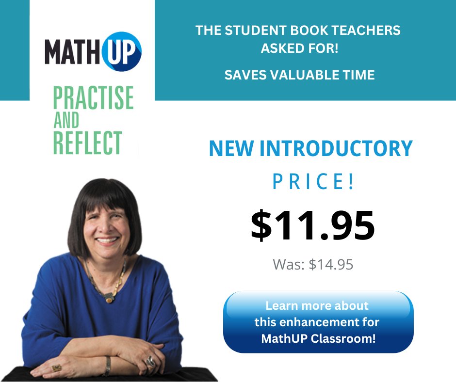 rubiconpubs's tweet image. 🎉 You asked, we delivered! Save valuable teaching time in your classroom with Marian Small&apos;s MathUP Student Books, now 20% OFF.

🔗 Learn more about MathUP Student and get this deal while it lasts: ow.ly/IbQG50QZKEk

#MathUP #MathUPStudent #MarianSmall #MathWebinar