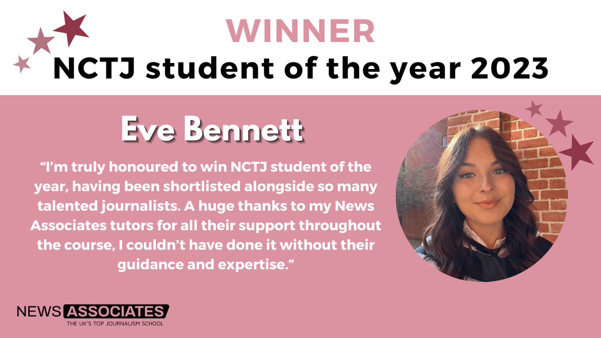 We couldn’t be more thrilled! #TeamNA grad @_evebennett has won NCTJ student of the year 2023! 🤩👏 #StartedHere ✨ #NCTJAwards @NCTJ_news