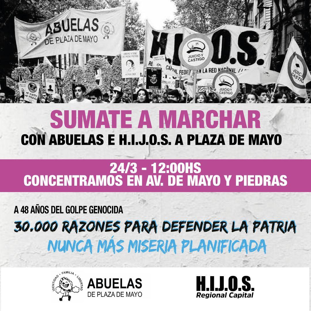 abuelasdifusion's tweet photo. 🚶‍♀️Este 24 de marzo sumate a marchar con Abuelas e @hijos_capital
📍Te esperamos a las 12 hs. en Av. de Mayo y Piedras. 
📣 Digamos bien fuerte #MemoriaSí 
✅️No olvides traer tu pañuelo con las luchas de hoy y siempre 🤍💚💜🧡
➡️https://t.co/BgrvaBNmzO https://t.co/QXlqJ31WuR