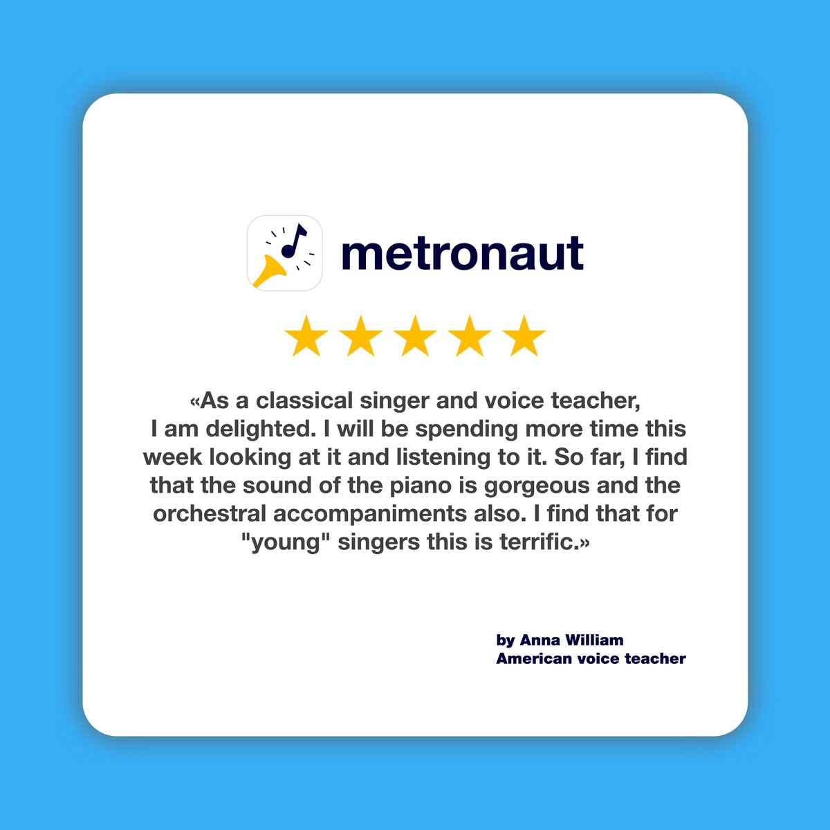 Teachers use Metronaut! 🎓

Thrilled to share this fantastic App Store review from a passionate singing teacher! 🌟