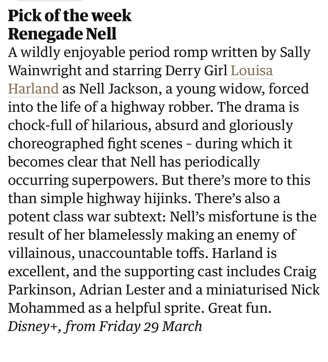 #RenegadeNell begins 29th March on ⁦<a href="/DisneyPlusUK/">Disney+ UK</a>⁩ ⁦<a href="/DisneyPlus/">Disney+</a>⁩