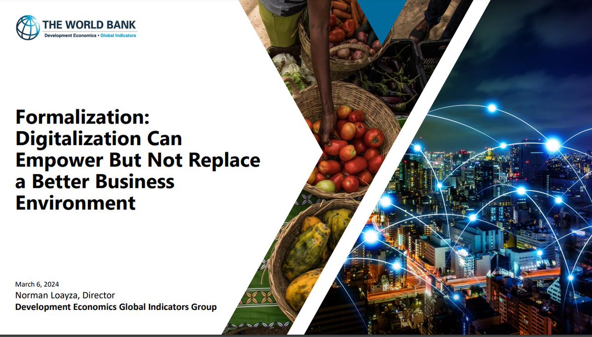 How to achieve formalization of businesses in an economy? Improving the business environment is key, and #digitalization is an important tool to make it happen. Thanks <a href="/apecperu/">APEC Perú 2024</a> for the opportunity to present. Read the PPT slides 👉thedocs.worldbank.org/en/doc/274f305…