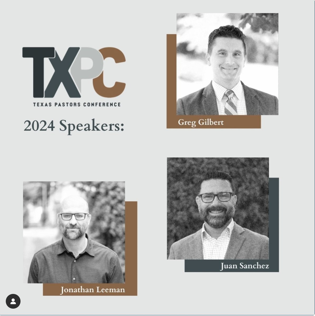 TxPastorsConf's tweet photo. Join us for the Texas Pastors Conference on April 15, 2024 to hear from Greg Gilbert, Juan Sanchez, and Jonathan Leeman.

Use code 15offtxpc at registration to save 15% on your registration at https://t.co/FDupjVRmMz

#txpc2024 #fortworthtx #texaspastor #pastorsconference https://t.co/LLGXaRWvkv