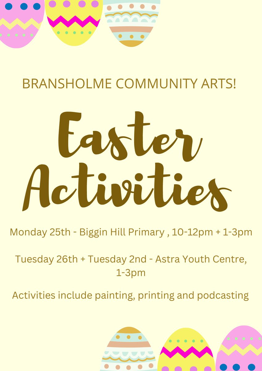 Here's some of the activities we'll be doing over Easter holidays with Astra Youth Centre and Biggin Hill Primary. Details and times on the poster. And thanks to Fred our work experience young person for producing our posters this week!
<a href="/Hullccnews/">Hull City Council</a> <a href="/hull_libraries/">Hull Libraries</a>