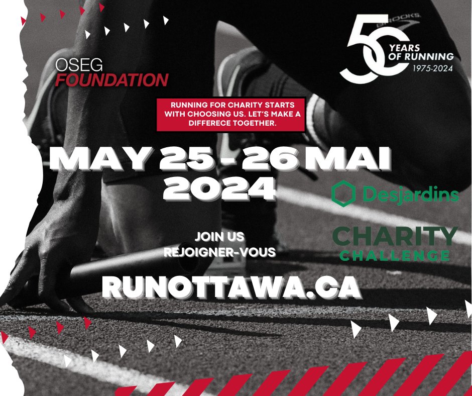 Running for charity starts with choosing us. Let’s make a difference together. #Ottawa #OSEGFoundation #RunOttawa2024 #CourezOttawa2024, #DesjardinsCharityChallenge #DéfiCaritatifDesjardins