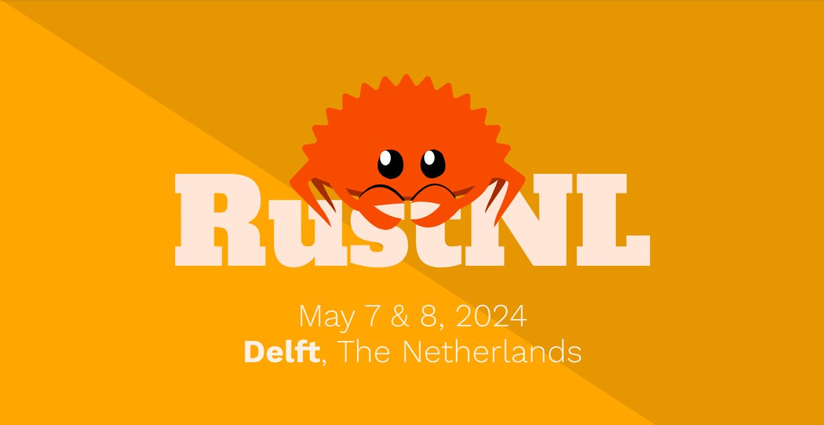** Full schedule published ** Check out all the talks and workshops at RustNL 2024! 2024.rustnl.org/schedule/ #rustlang #rustnl2024