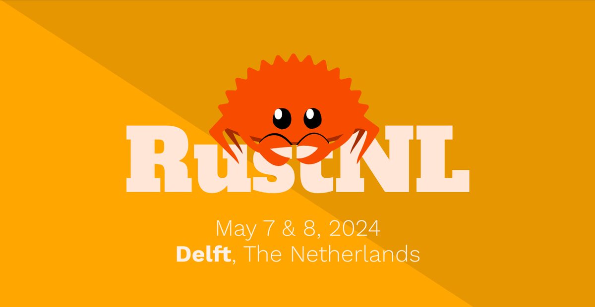Rust_NL's tweet photo. ** Full schedule published ** 
Check out all the talks and workshops at RustNL 2024!

https://t.co/gbMkVtT8nK

#rustlang #rustnl2024 https://t.co/gZ4fNJVi2K