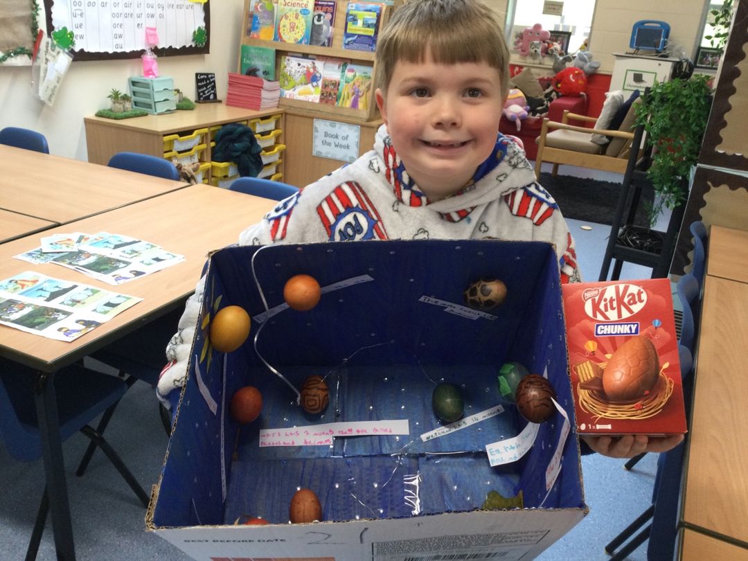 Congratulations to our 5GD Easter craft winner- Cole! Such a unique idea to make an egg solar system! Ardderchog!! 🤩