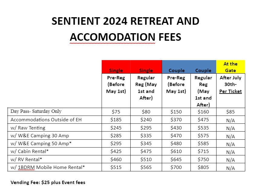 FestSentient's tweet photo. Prices for SENTIENT 2024! 100 workshops, activities, concerts, drum circle, Silent Disco, heated pool, hot tubs, sauna and 100 pristine acres to roam on!!! https://t.co/ioS6bCP3gu