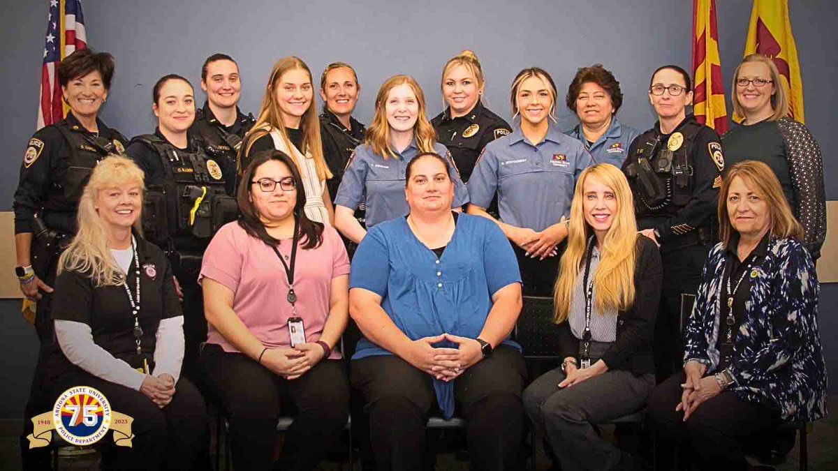 ASUPolice's tweet photo. From leadership, officers and aides on patrol to professional staff in the office, #ASUPD is privileged to work with some of the most incredible women in law enforcement!
#WomensHistoryMonth #ASUPolice 🔱🚔 https://t.co/hSpYkaKLXB