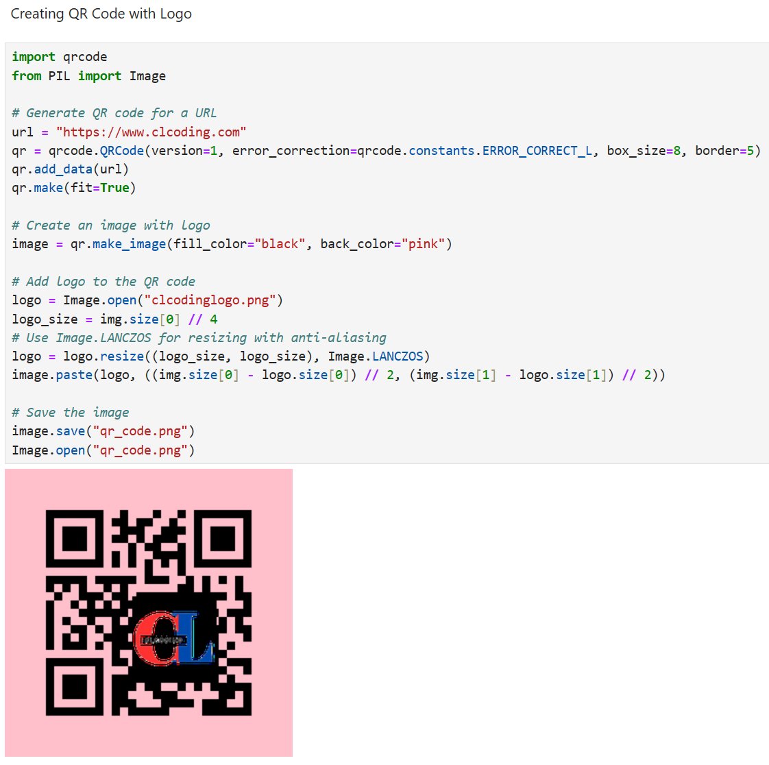 clcoding's tweet image. Creating QR Code with Logo

Free code with explanation: clcoding.com/2024/03/creati…