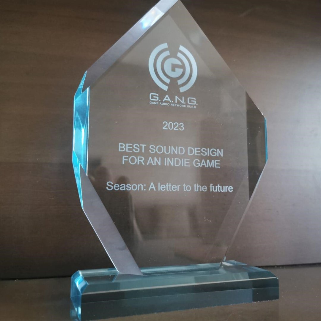 Our #SIDEMontreal team won 'Best Sound Design for an Indie Game' at last night's #GANGAwards! 🎉🎉🎉 We're incredibly proud of this achievement for our team who worked on @SeasonTheGame alongside our partners at @ScavStudio! #GameAudio #SoundDesign @audiogang