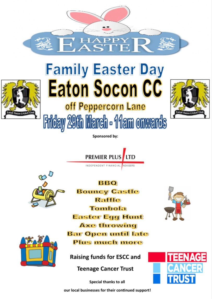 EatonSoconcc's tweet photo. One week to go till our Easter Family Fun Day If you would like to make a donation for the Tombola (Easter eggs &amp; teddies) or Raffle the club will be open 9am-2pm for our get set Day tomorrow https://t.co/EyHpWnHbIG
