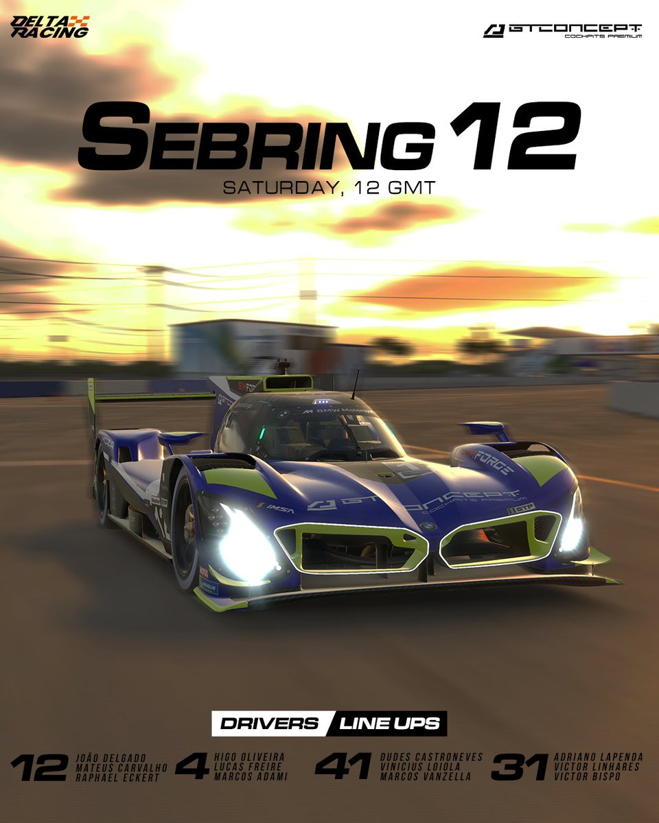 DeltaRacingbr's tweet image. #RespectTheBumps

Another special event has arrived at the legendary Sebring circuit for 12 hours of racing on the concrete track.
Follow the onboards live on our channels.

#GoDelta