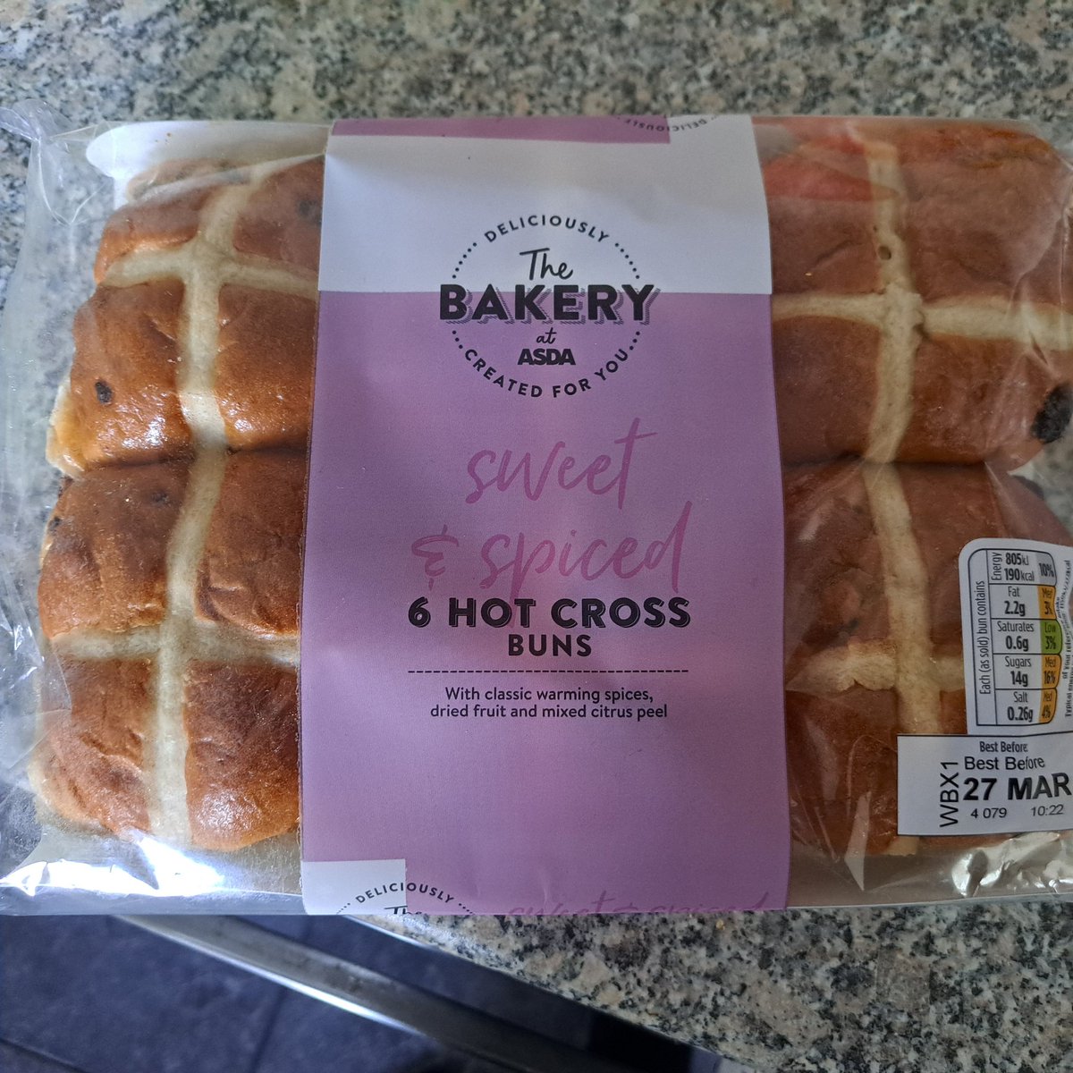 For anyone losing their collective shit that @asda have got rid of hot cross buns, here's some I bought earlier.  I'll be enjoying them later for iftar unless some loopy right wing nonce objects to a Muslim guy biting into a cross
#HotCrossBuns #Asda