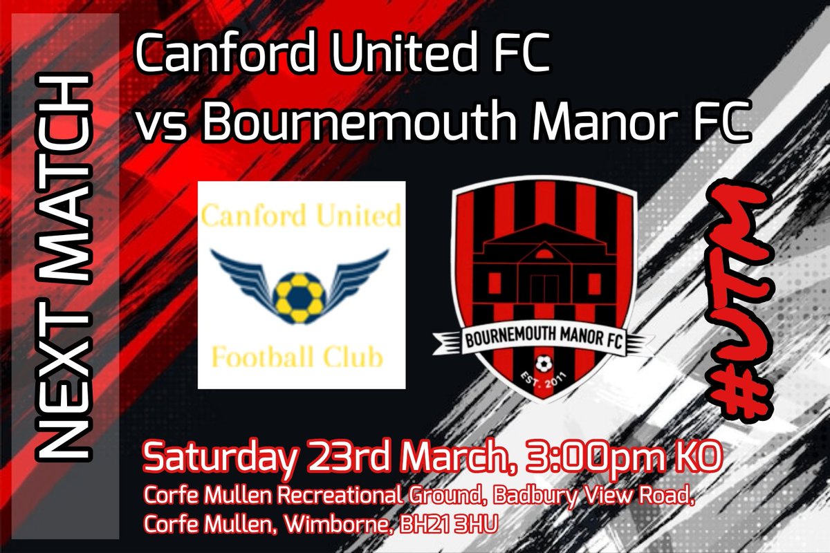 Manor are back on the road this weekend, with a short trip across to Canford Utd at Corfe Mullen Rec. 

#opportunities #league #attitude #desire #passion #workhard #hardwork #consistencyiskey #wearebournemouthmanor #UTM🔴⚫